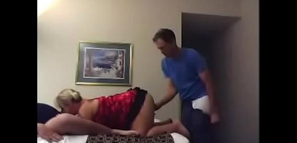  Chubby BBW wife gets fucked by stranger in hotel while sucking off husband